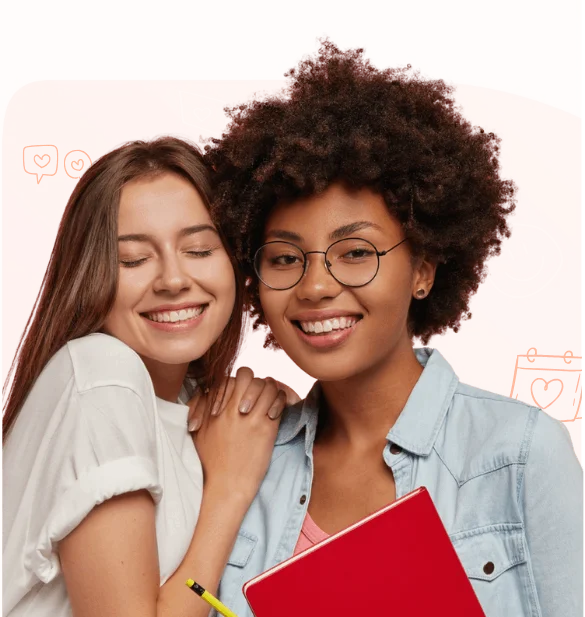 Duas estudantes sorrindo